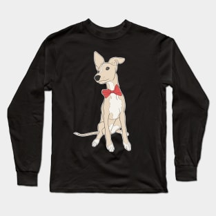 Cute fawn Italian Greyhound with bright pink bow Long Sleeve T-Shirt